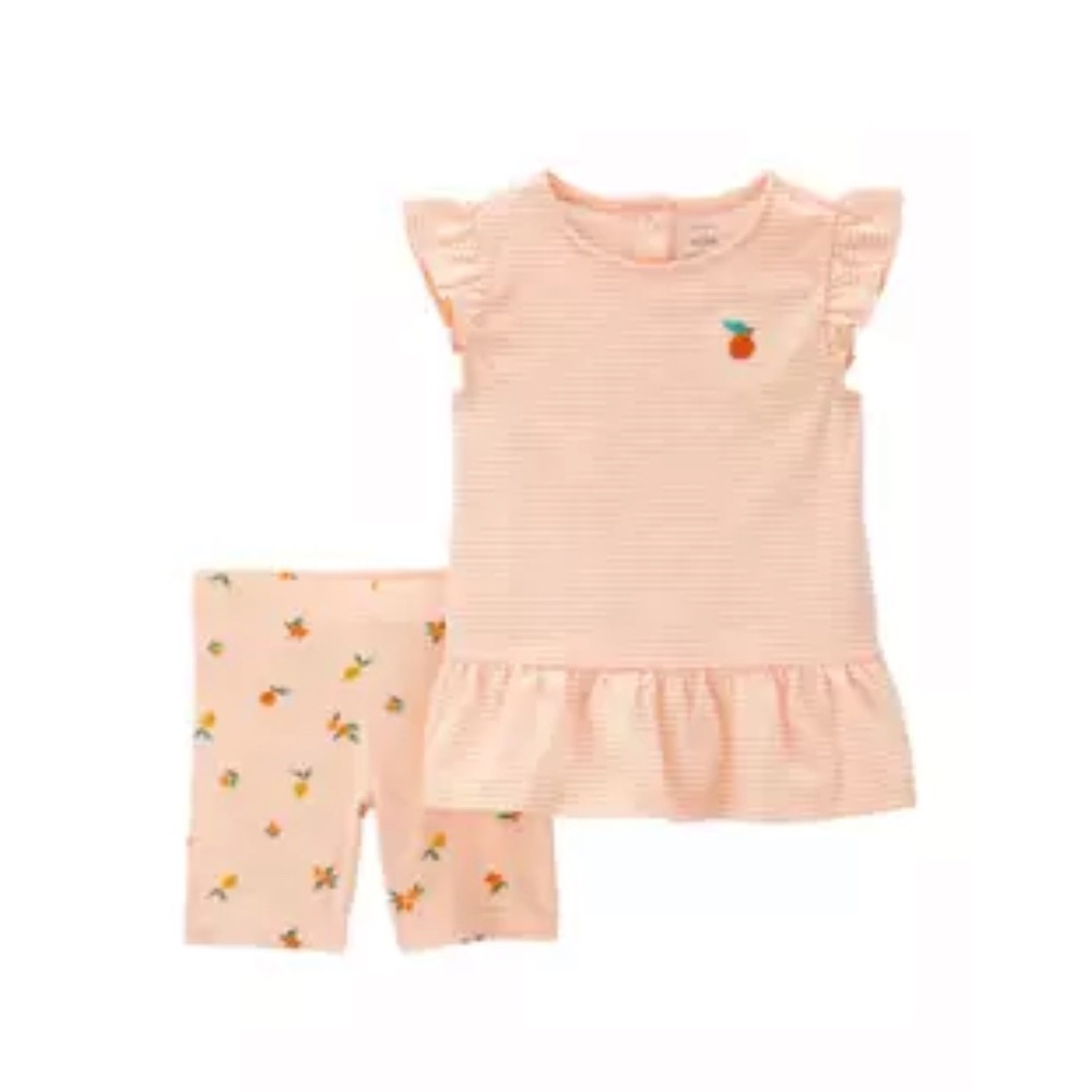 Carter’s Short Sleeve Tangerine Shorts Set, 18 Month